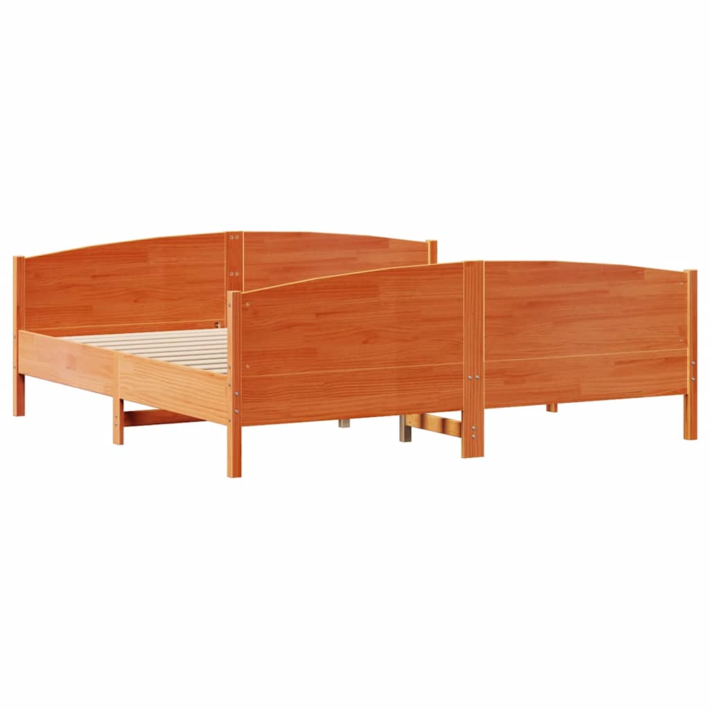 Letto senza Materasso Marrone Cera 200x200 cm in Legno di Pino