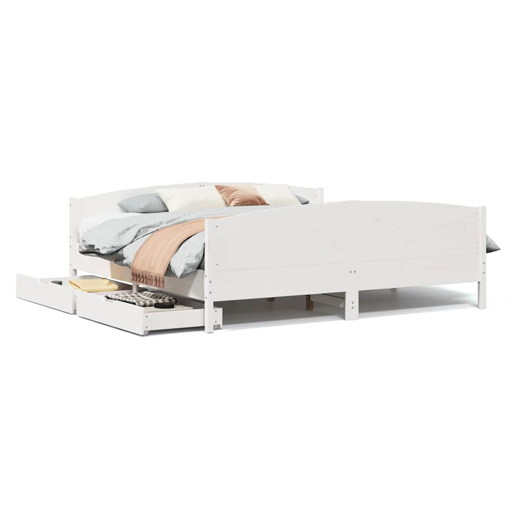 Letto senza Materasso Bianco 180x200 cm Legno Massello di Pino | homemem39