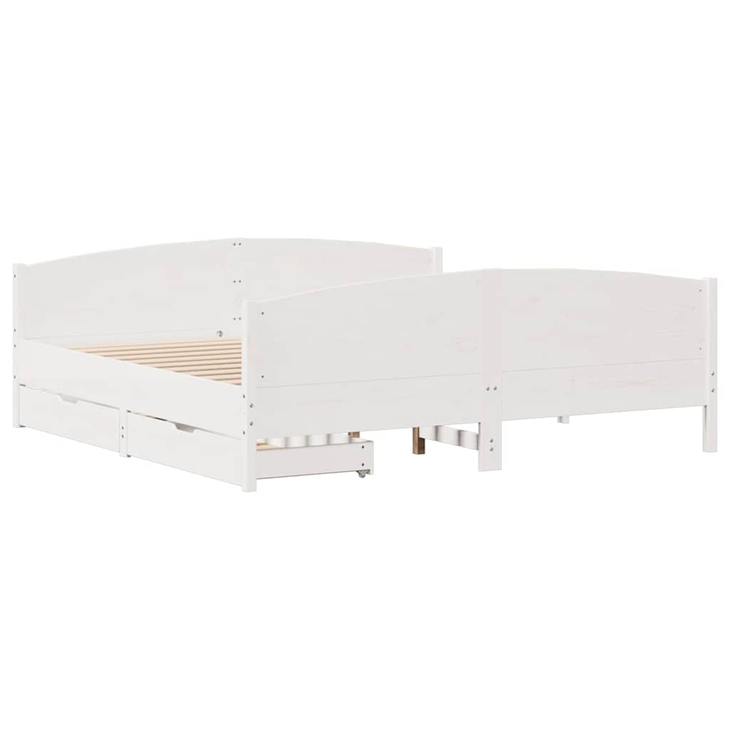 Letto senza Materasso Bianco 180x200 cm Legno Massello di Pino | homemem39