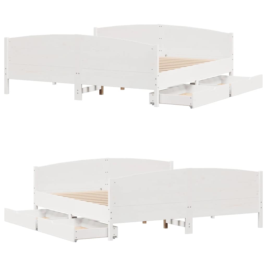 Letto senza Materasso Bianco 180x200 cm Legno Massello di Pino | homemem39