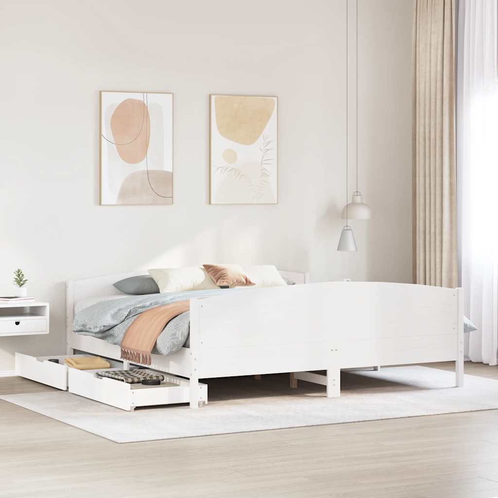 Letto senza Materasso Bianco 180x200 cm Legno Massello di Pino | homemem39