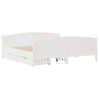 Letto senza Materasso Bianco 160x200 cm Legno Massello di Pino | homemem39