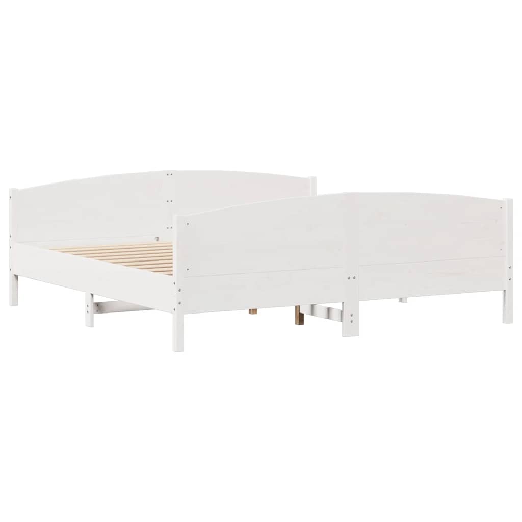 Letto senza Materasso Bianco 160x200 cm Legno Massello di Pino | homemem39