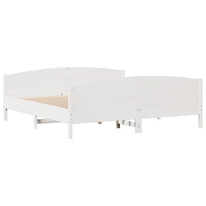 Letto senza Materasso Bianco 160x200 cm Legno Massello di Pino | homemem39