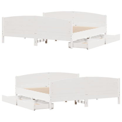 Letto senza Materasso Bianco 160x200 cm Legno Massello di Pino | homemem39