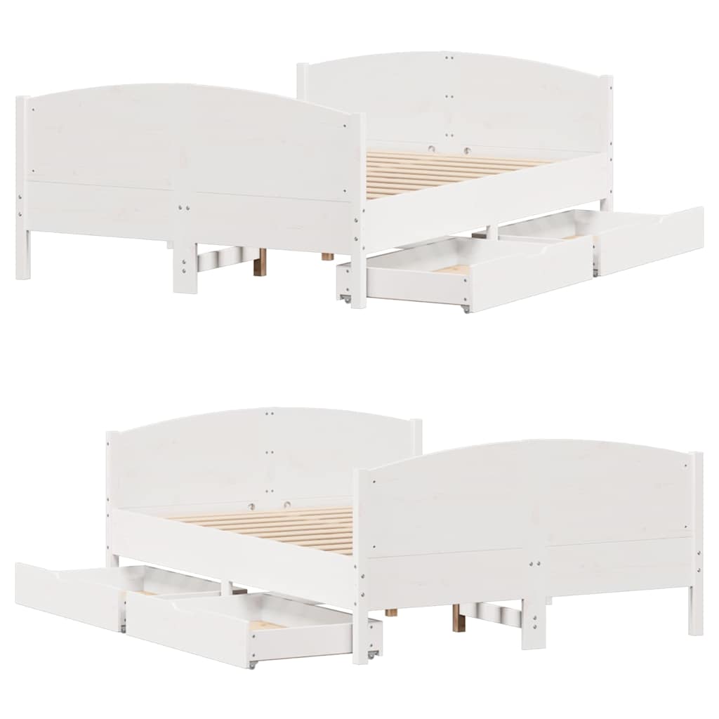Letto senza Materasso Bianco 150x200 cm Legno Massello di Pino | homemem39