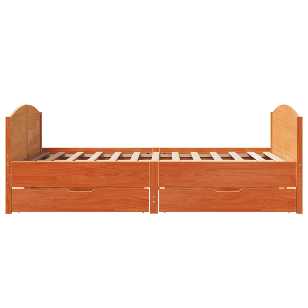 Letto senza Materasso Marrone Cera 150x200 cm in Legno di Pino