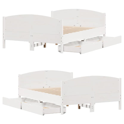 Letto senza Materasso Bianco 140x200 cm Legno Massello di Pino | homemem39