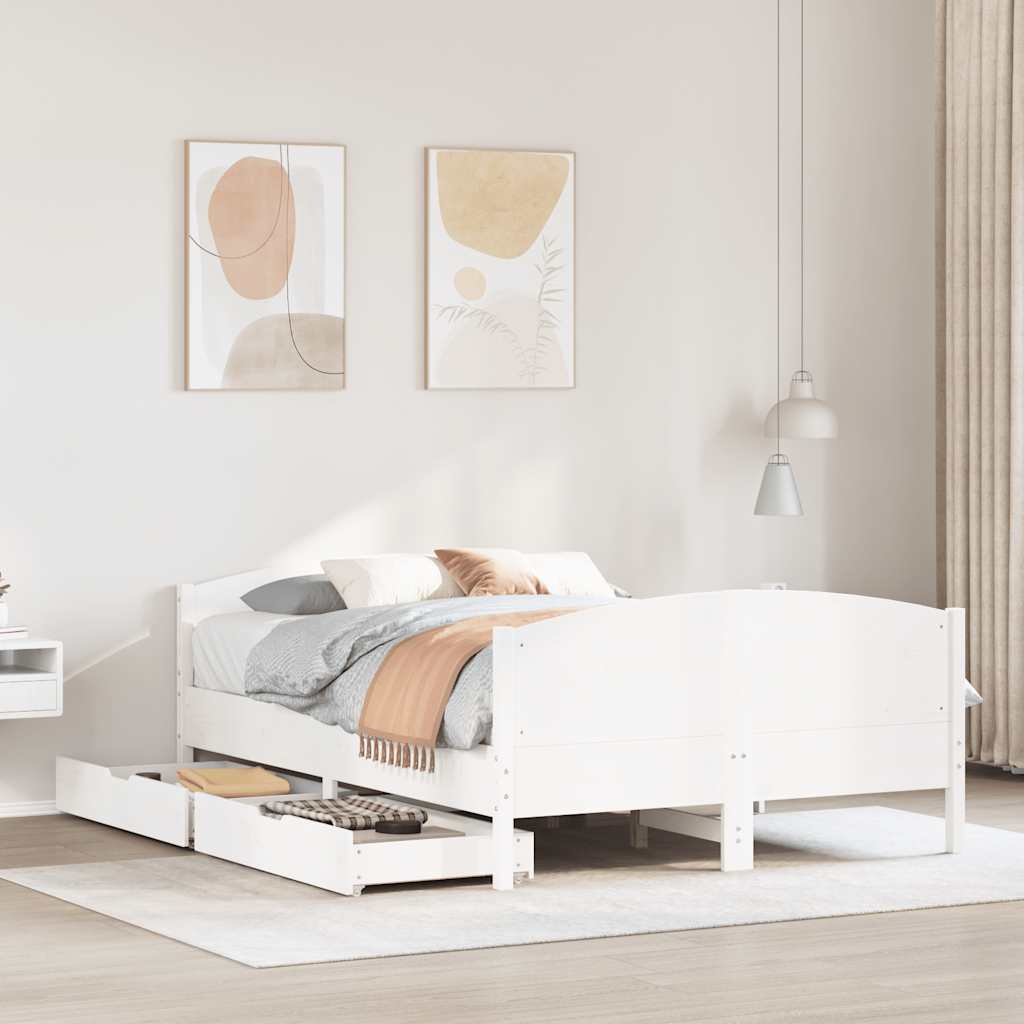 Letto senza Materasso Bianco 120x200 cm Legno Massello di Pino | homemem39
