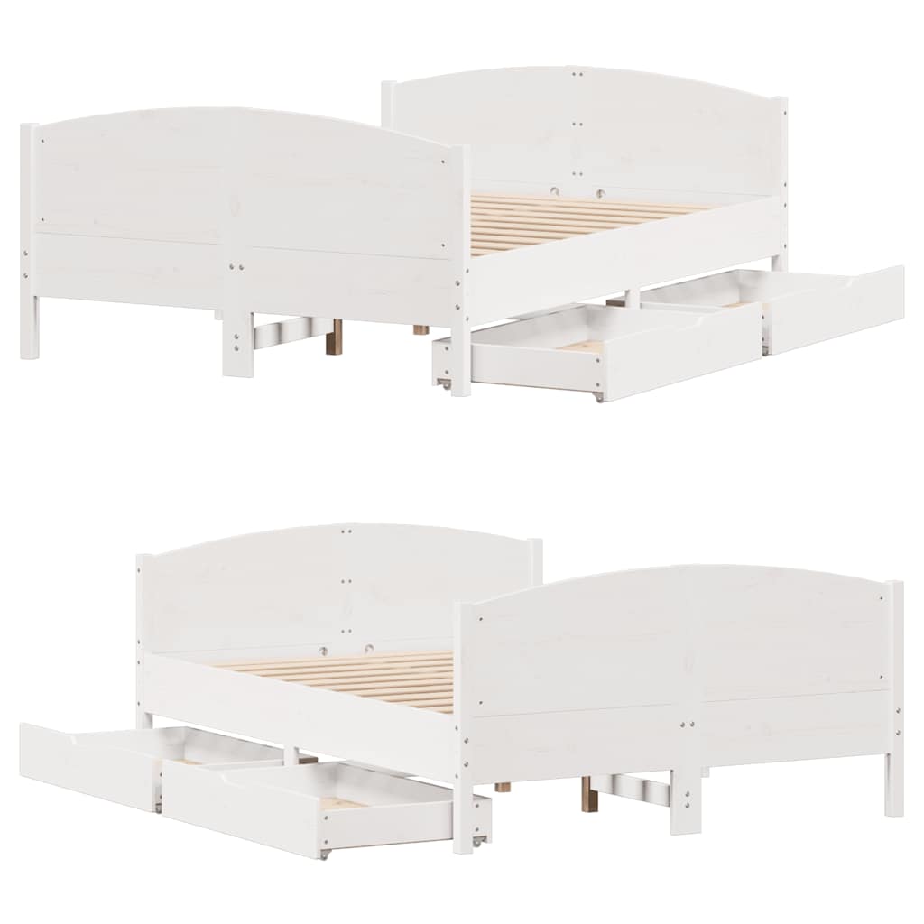 Letto senza Materasso Bianco 140x190 cm Legno Massello di Pino | homemem39