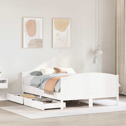 Letto senza Materasso Bianco 140x190 cm Legno Massello di Pino | homemem39
