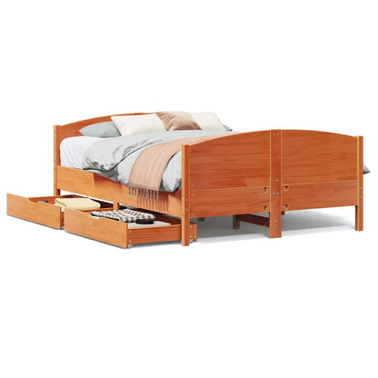 Letto senza Materasso Marrone Cera 140x190 cm in Legno di Pino | homemem39