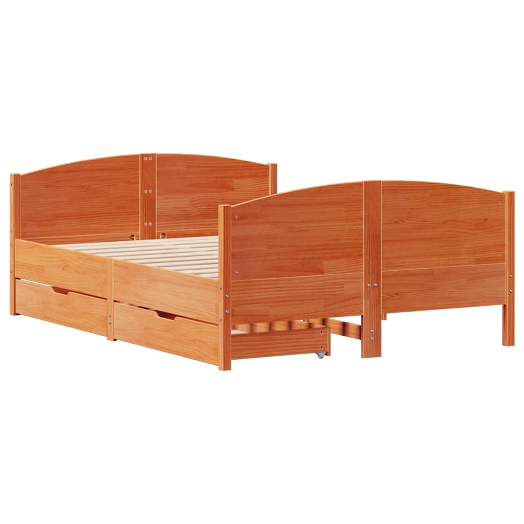 Letto senza Materasso Marrone Cera 140x190 cm in Legno di Pino | homemem39