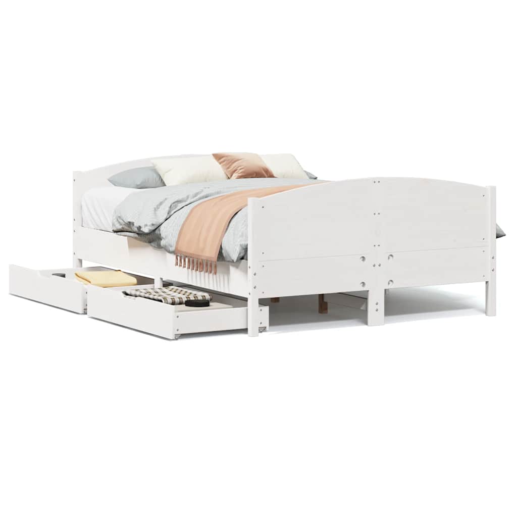 Letto senza Materasso Bianco 135x190 cm Legno Massello di Pino | homemem39