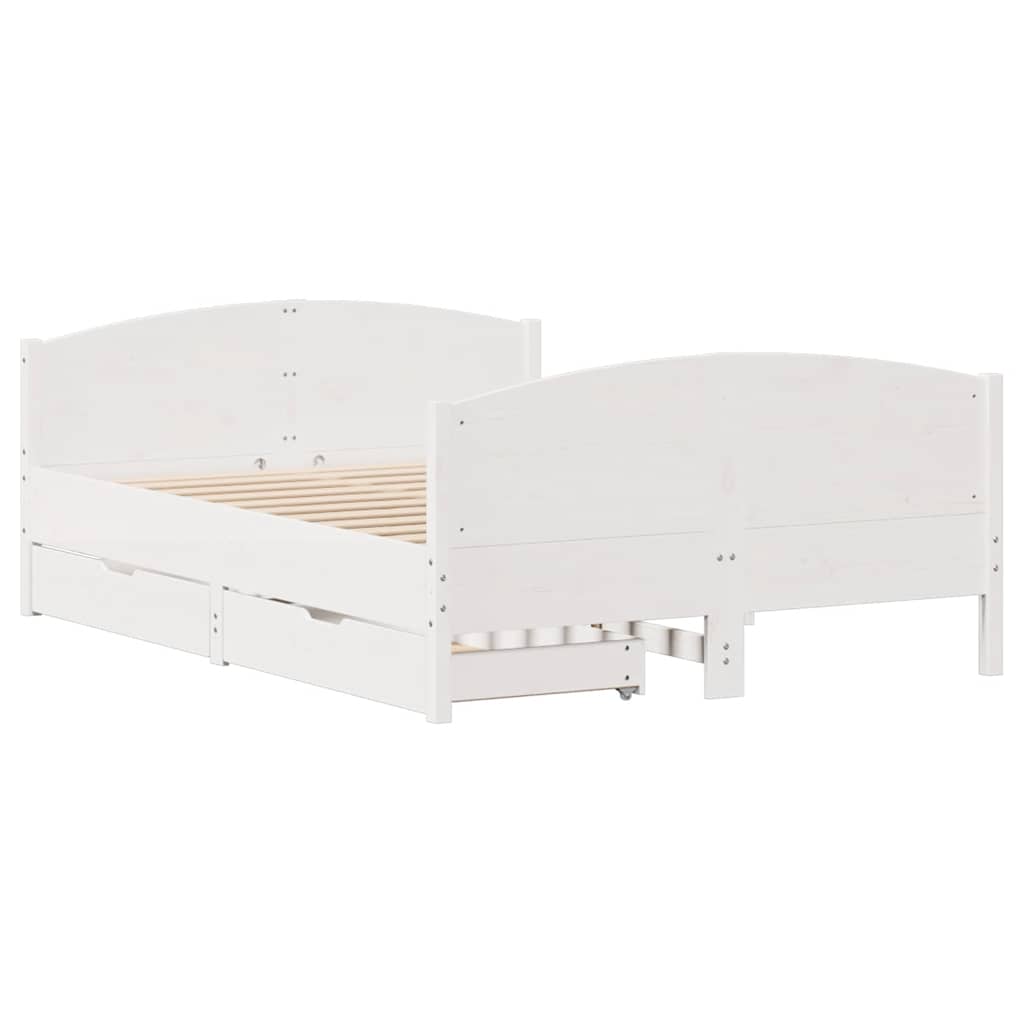 Letto senza Materasso Bianco 135x190 cm Legno Massello di Pino | homemem39