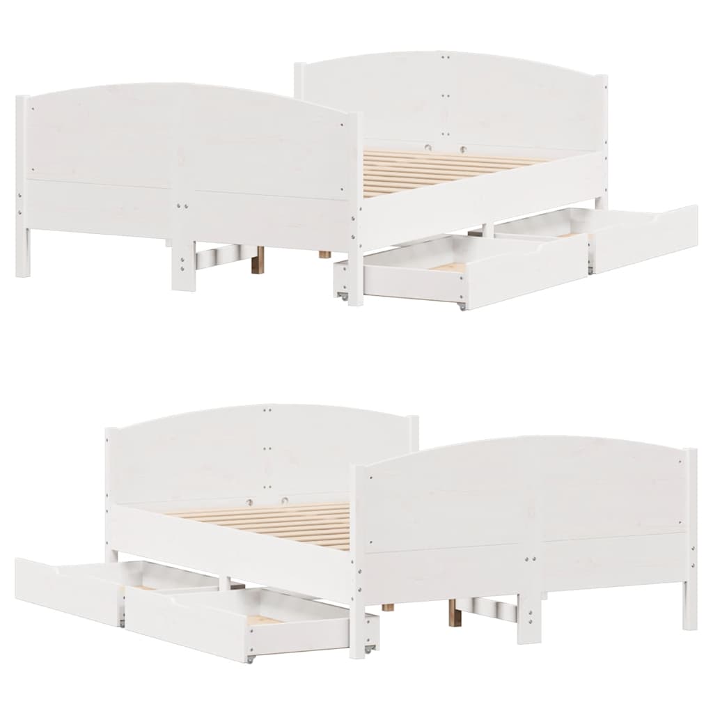 Letto senza Materasso Bianco 135x190 cm Legno Massello di Pino | homemem39