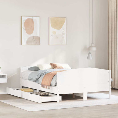 Letto senza Materasso Bianco 135x190 cm Legno Massello di Pino | homemem39