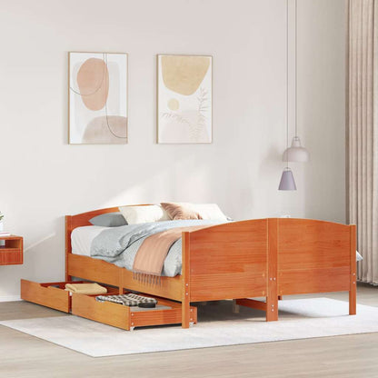 Letto senza Materasso Marrone Cera 135x190 cm in Legno di Pino | homemem39