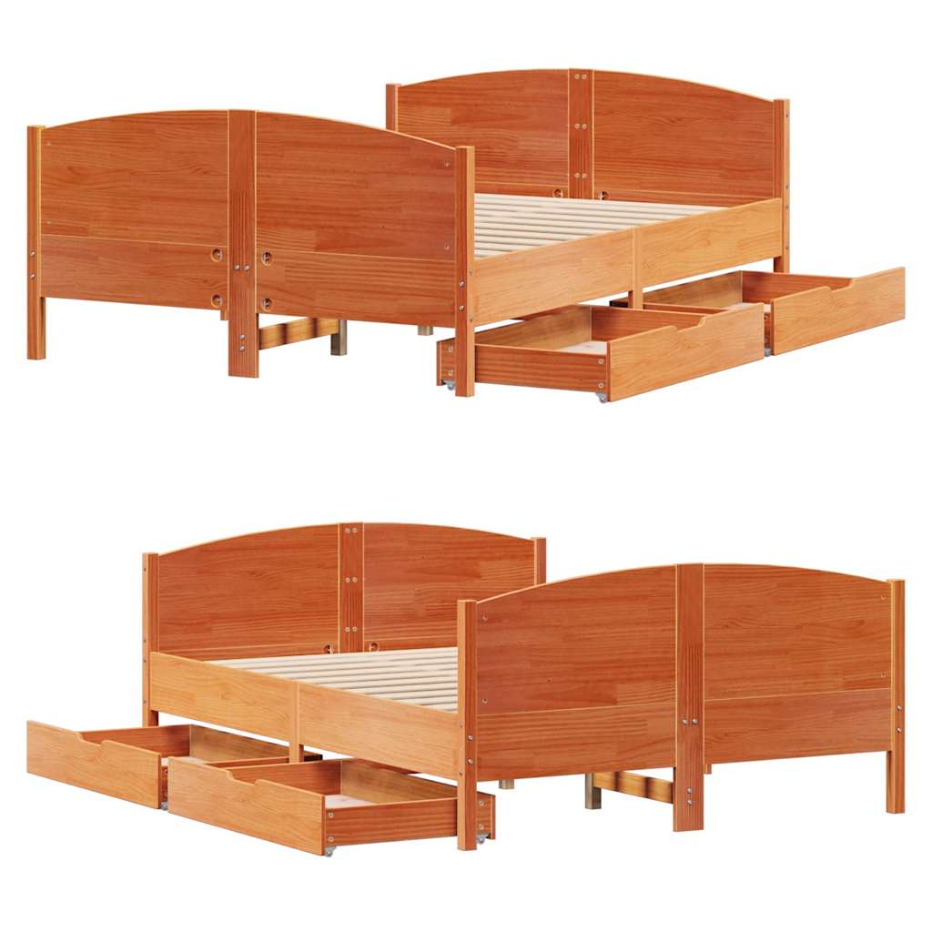 Letto senza Materasso Marrone Cera 120x190 cm in Legno di Pino | homemem39