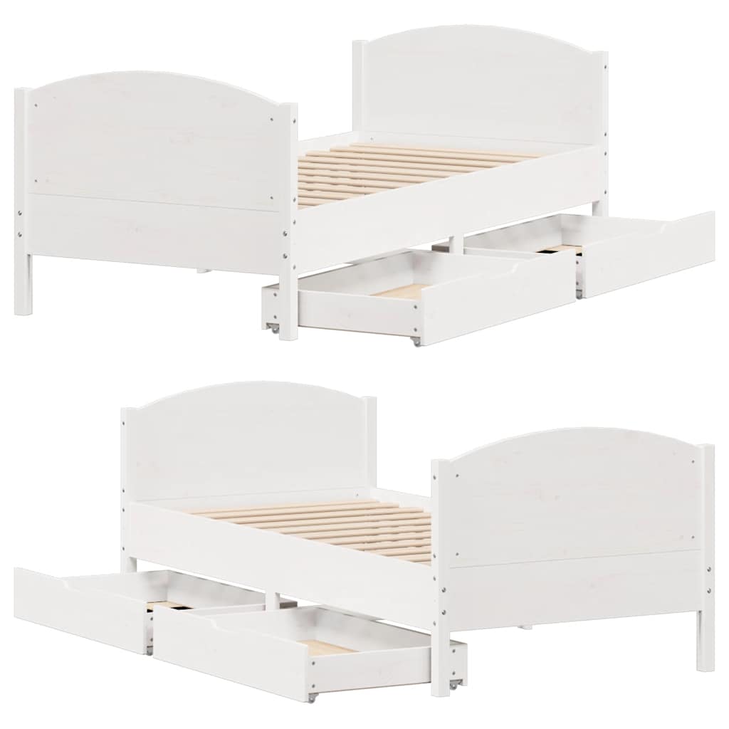 Letto senza Materasso Bianco 90x200 cm Legno Massello di Pino - homemem39