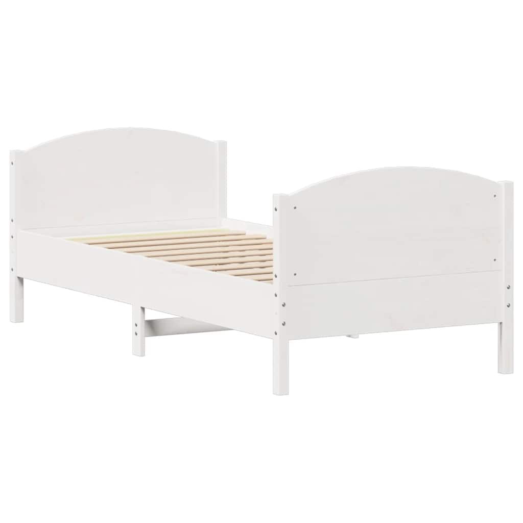 Letto senza Materasso Bianco 90x190 cm in Legno Massello Pino