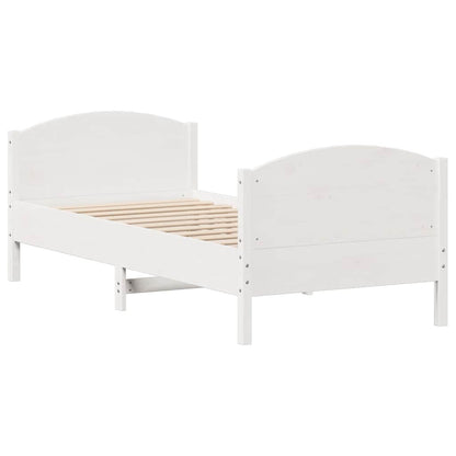Letto senza Materasso Bianco 90x190 cm in Legno Massello Pino