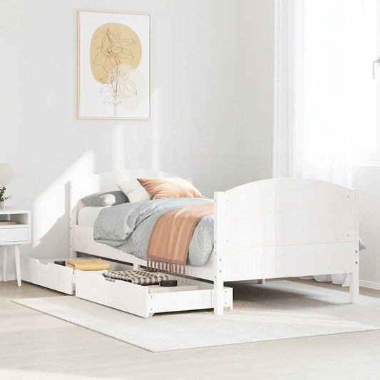 Letto senza Materasso Bianco 90x190 cm in Legno Massello Pino | homemem39