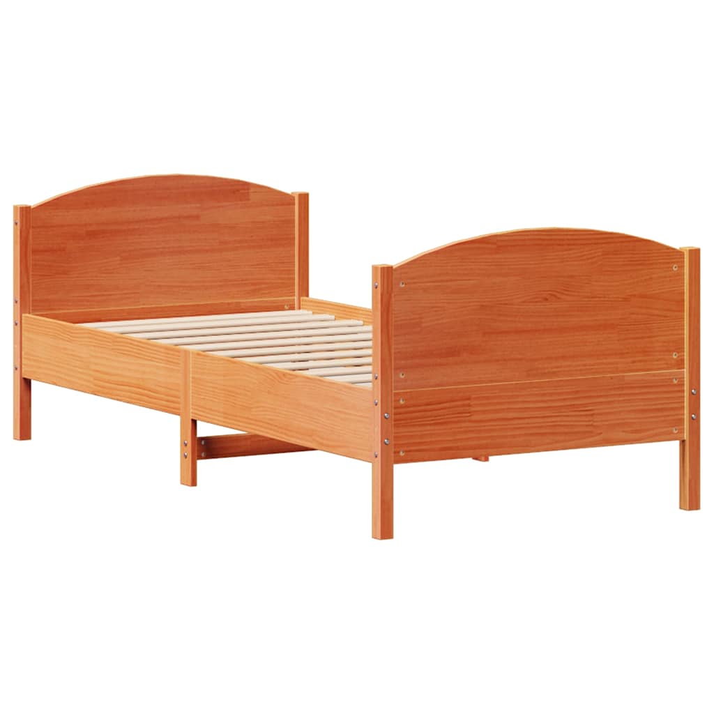 Letto senza Materasso Marrone Cera 90x190 cm in Legno di Pino | homemem39