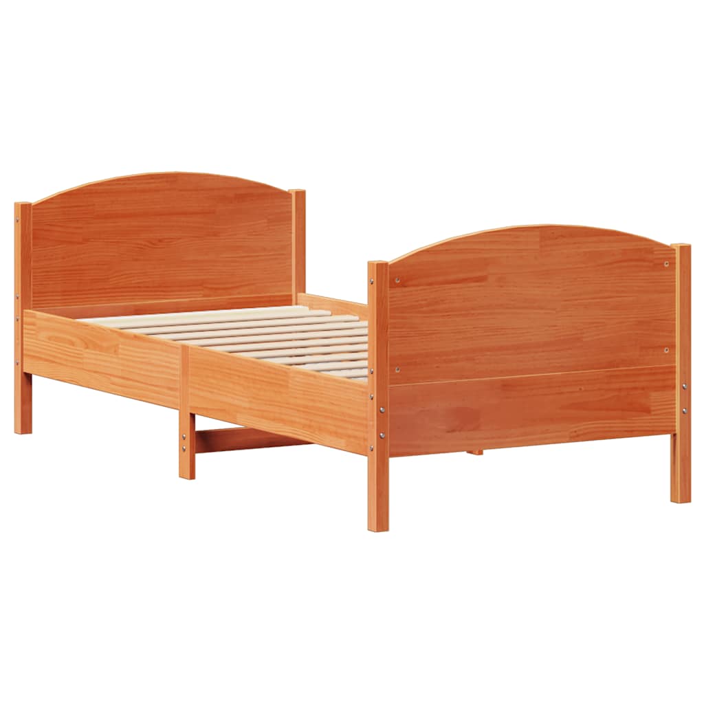 Letto senza Materasso Marrone Cera 90x190 cm in Legno di Pino | homemem39