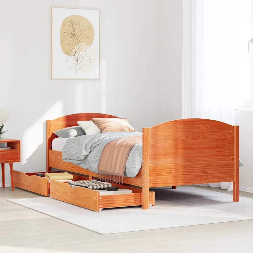Letto senza Materasso Marrone Cera 90x190 cm in Legno di Pino | homemem39