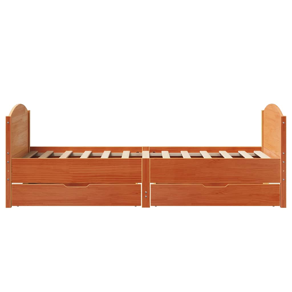 Letto senza Materasso Marrone Cera 75x190 cm in Legno di Pino | homemem39
