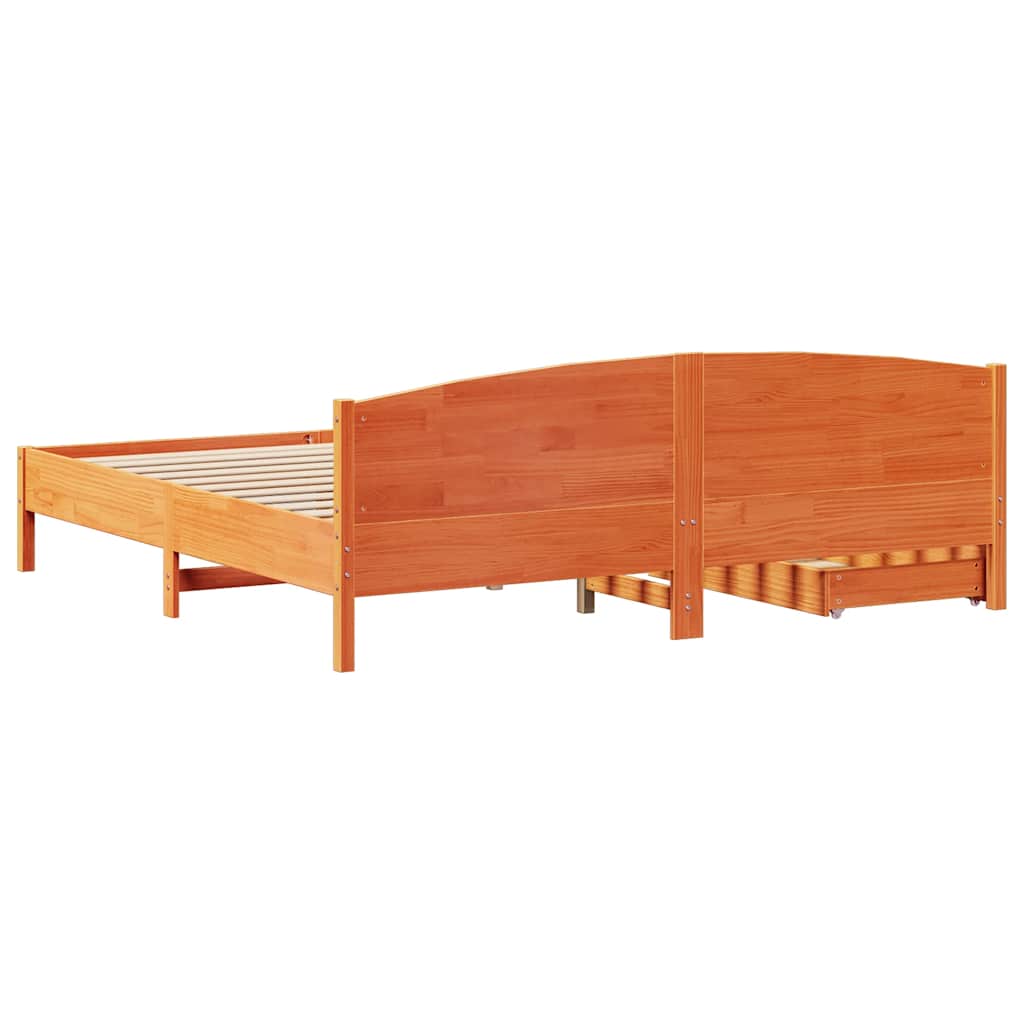 Letto senza Materasso Marrone Cera 200x200 cm in Legno di Pino