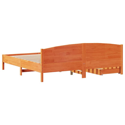 Letto senza Materasso Marrone Cera 200x200 cm in Legno di Pino