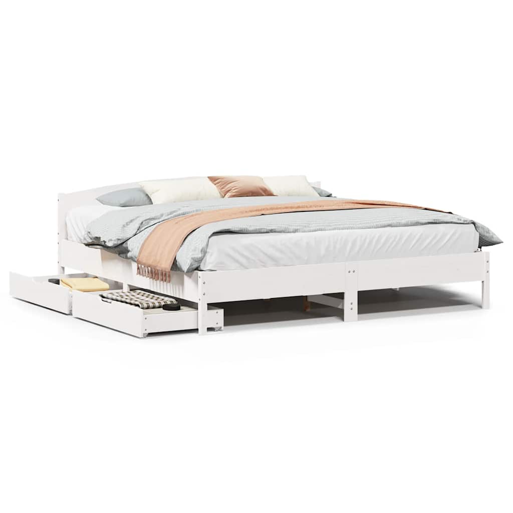 Letto senza Materasso Bianco 180x200 cm Legno Massello di Pino | homemem39