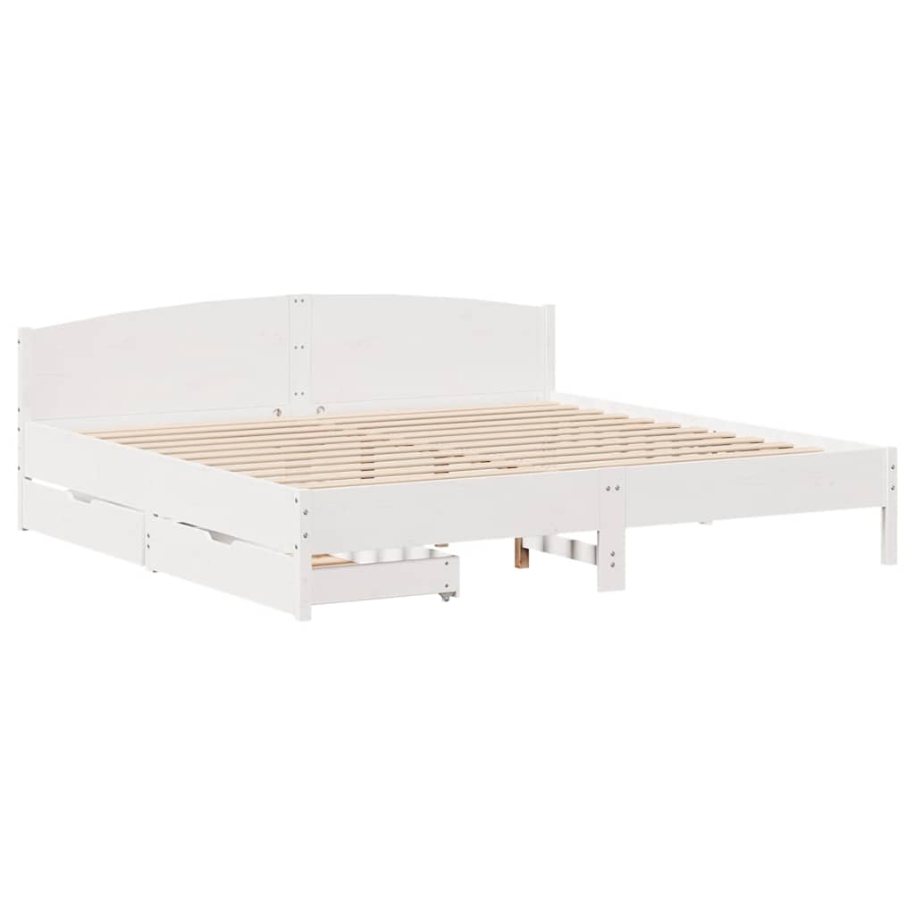 Letto senza Materasso Bianco 180x200 cm Legno Massello di Pino | homemem39