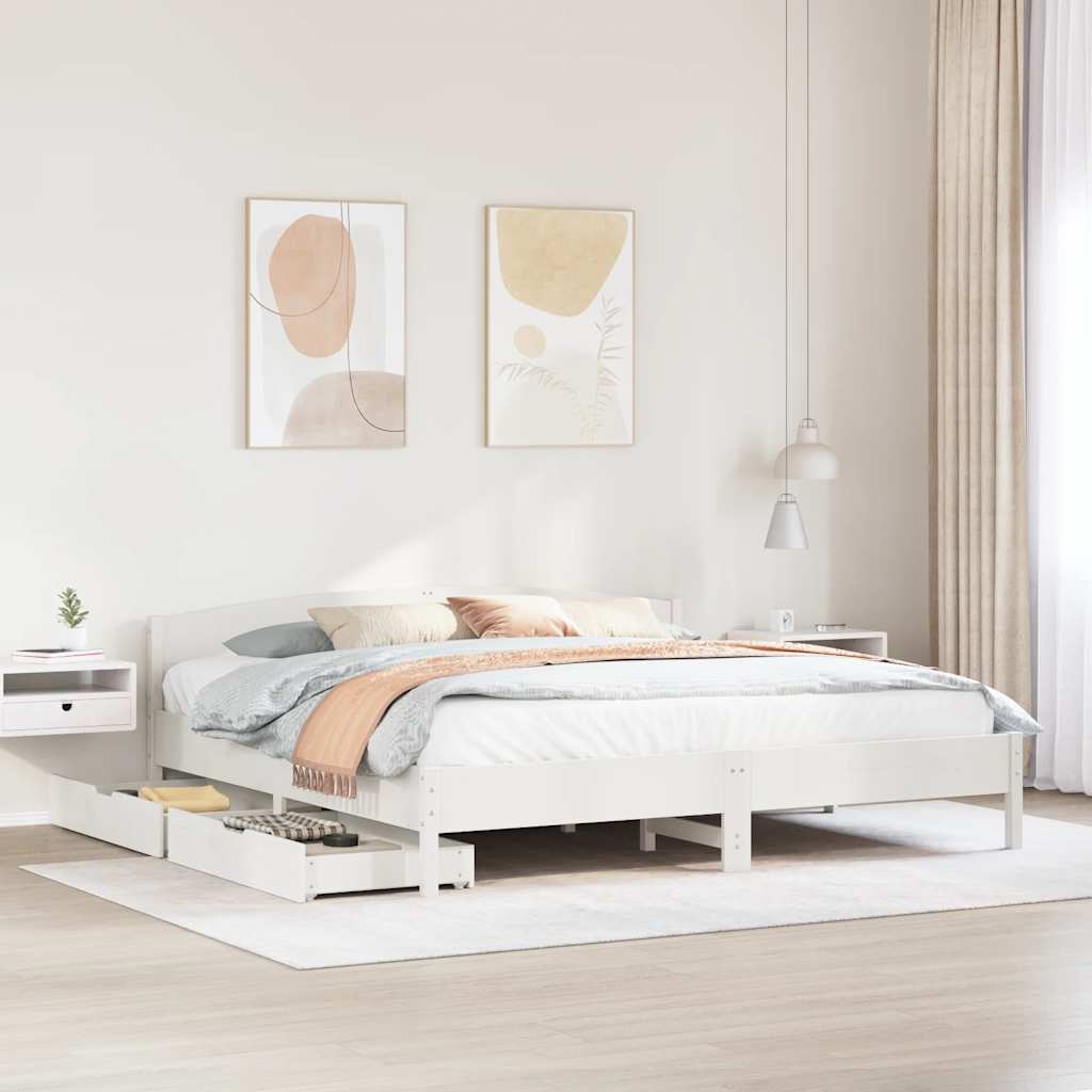 Letto senza Materasso Bianco 180x200 cm Legno Massello di Pino | homemem39