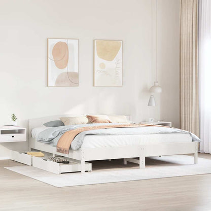 Letto senza Materasso Bianco 180x200 cm Legno Massello di Pino | homemem39