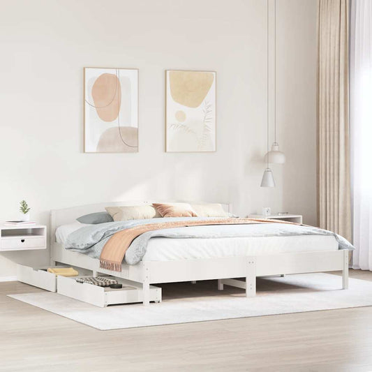 Letto senza Materasso Bianco 180x200 cm Legno Massello di Pino | homemem39