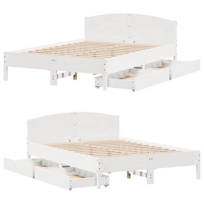 Letto senza Materasso Bianco 160x200 cm Legno Massello di Pino - homemem39