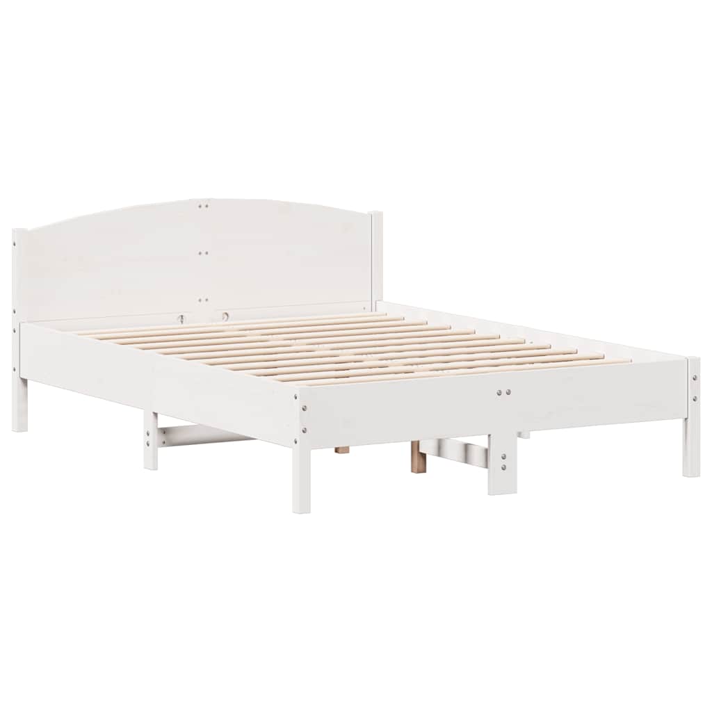 Letto senza Materasso Bianco 150x200 cm Legno Massello di Pino | homemem39