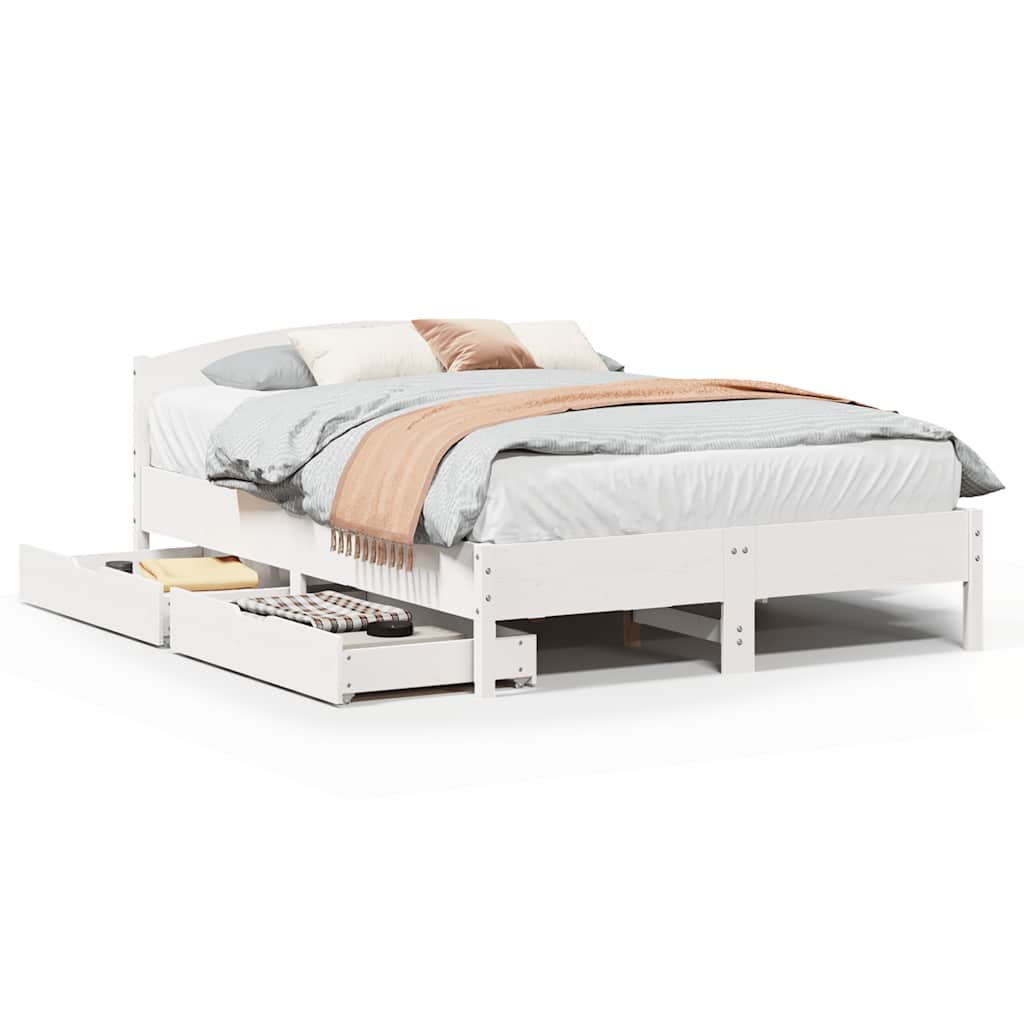 Letto senza Materasso Bianco 140x200 cm Legno Massello di Pino | homemem39