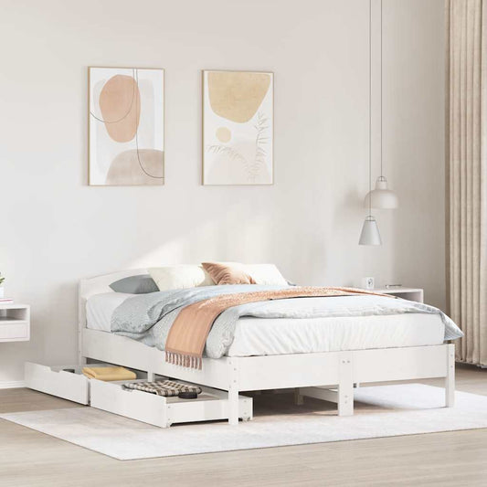 Letto senza Materasso Bianco 140x200 cm Legno Massello di Pino | homemem39