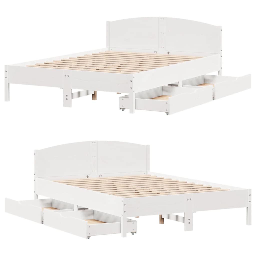Letto senza Materasso Bianco 140x200 cm Legno Massello di Pino