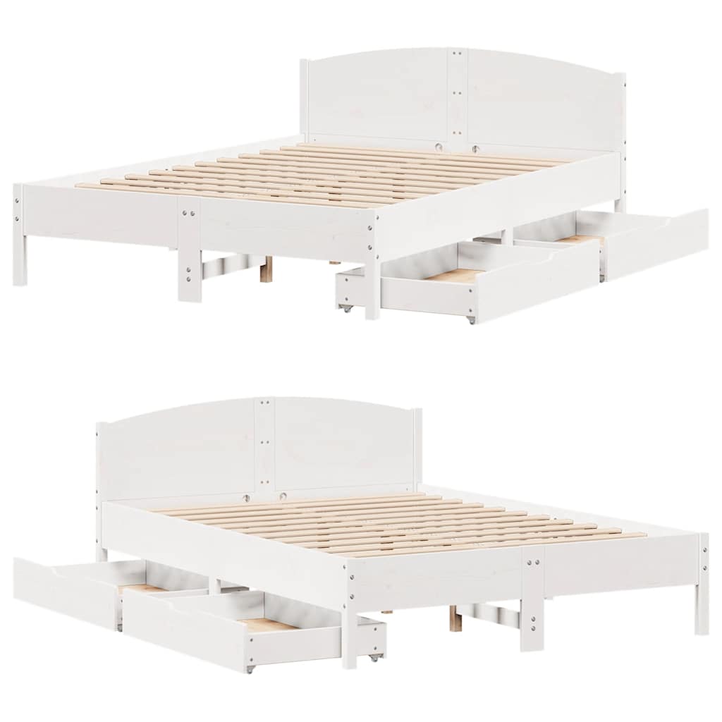 Letto senza Materasso Bianco 120x200 cm Legno Massello di Pino - homemem39