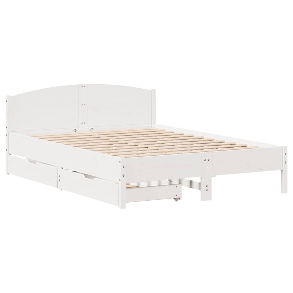 Letto senza Materasso Bianco 135x190 cm Legno Massello di Pino | homemem39