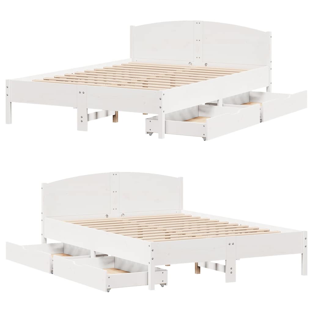 Letto senza Materasso Bianco 135x190 cm Legno Massello di Pino | homemem39