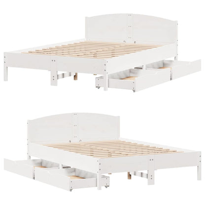 Letto senza Materasso Bianco 135x190 cm Legno Massello di Pino | homemem39