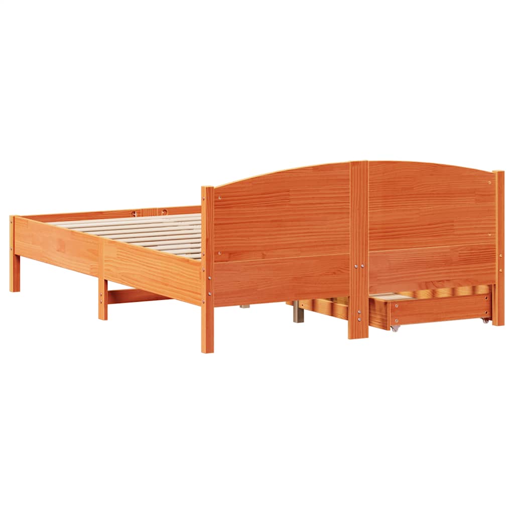 Letto senza Materasso Marrone Cera 135x190 cm in Legno di Pino | homemem39