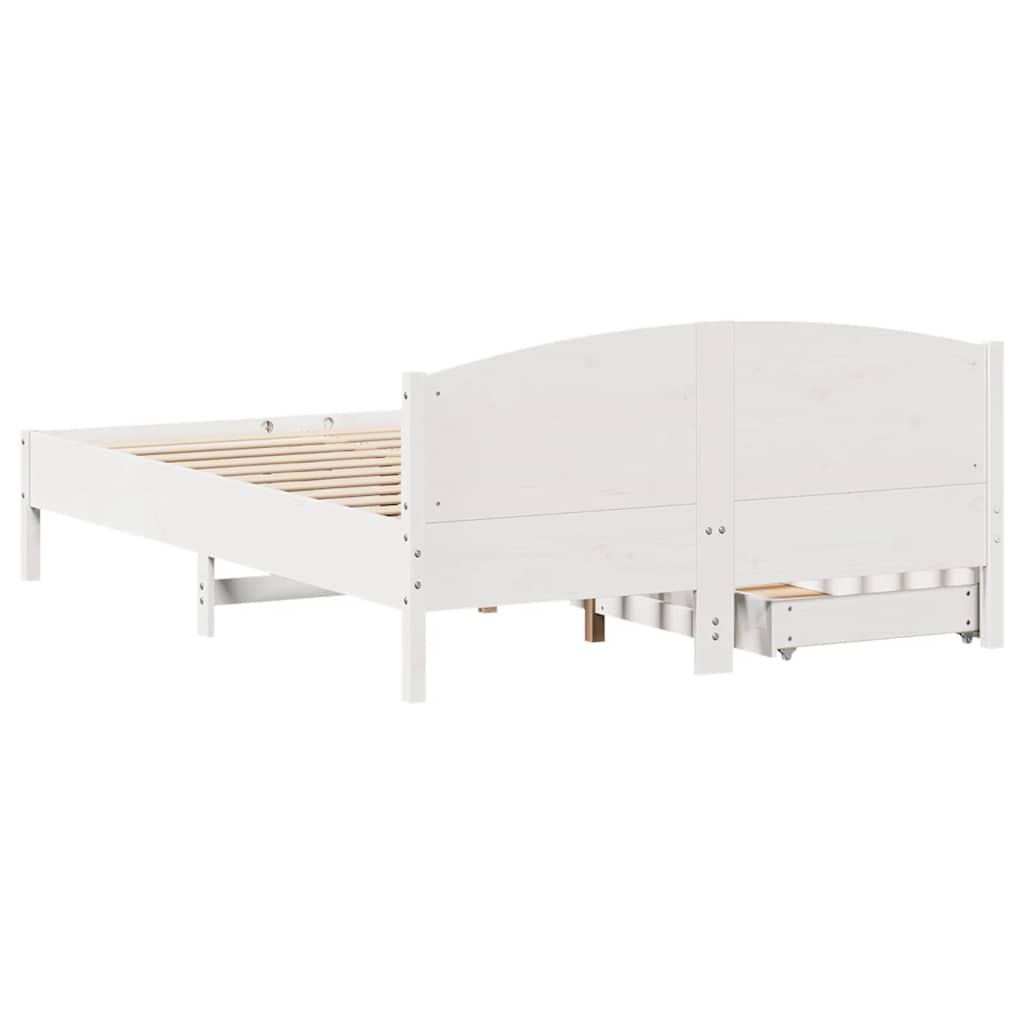 Letto senza Materasso Bianco 120x190 cm Legno Massello di Pino