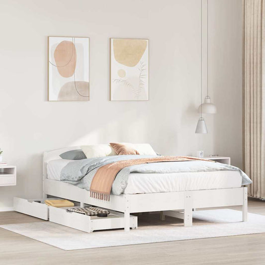 Letto senza Materasso Bianco 120x190 cm Legno Massello di Pino | homemem39